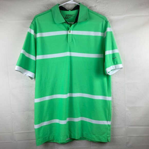 Nike Golf Tour Performance Mens Sz L Dri Fit Short Sleeve Lime Green Polo Shirt - Picture 2 of 6